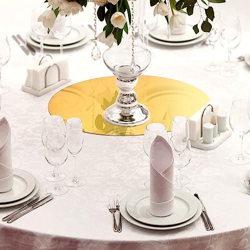 Thyle 12 Pcs 10 Inch Acrylic Round Mirrors for Tables Centerpieces Circle Mirrors Candle Plates for Wall Wedding Table Cen...