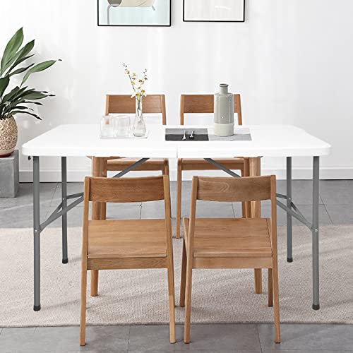 HYMnature Folding Table 4ft Heavy Duty Folding Tables Indoor Outdoor Plastic Dining Table Portable Folding Square Card Tab...