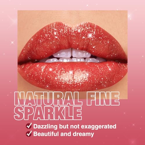 Jolilab Sparkling Lip Gloss, Long Lasting Waterproof Moisturizer Lip Balm Glitter Shimmer Metallic Lipstick, Diamond Shiny...