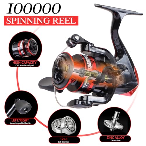 I00000 Fishing Rod and Reel Combos with Fiberglass Telescopic Fishing Pole - Spinning Reel Fishing Carrier Bag, Freshwater...