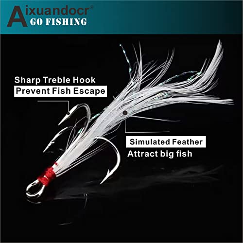 Bass Fishing Lure, Fishing Spoons, Topwater Fishing Lures with Trebles Hooks, Trout Fishing Lures, Fishing Tackle for Fres...