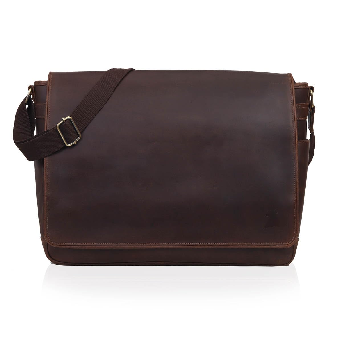 Leather Farm Messenger Bag for Men & Women 15.6 Inch – Premium Vintage Handmade Laptop Briefcase Satchel, Mens Shoulder Crossbody, Genuine Leather Computer Bag with Adjustable Strap Brown