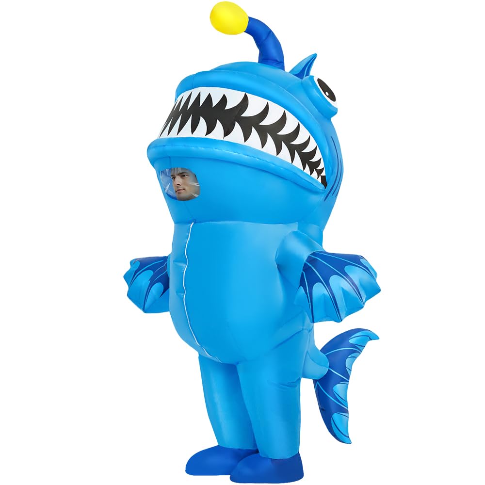 KOOY Inflatable Costume Adult, Fish Costume, Angler fish Costume, Funny Blow up costume for Adult,Halloween Costume for Men Women