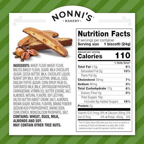 Nonni's Toffee Almond Biscotti Italian Cookies - 3 Boxes Biscotti Cookies w/English Toffee Bits - Biscotti Individually Wrapped Cookies Dipped in Milk Chocolate w/Almond Toffee Candy Bits - 6.88 oz