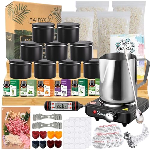 FAIRYELF Candle Making Kit for Adults with Soy Wax Wax Melter, Complete Candle Making Supplies, DIY Starter Scented Candle...