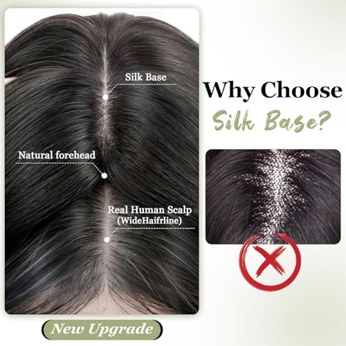 Urbeauty Hair Toppers for Women Real Human Hair for Thinning, 16 inch 1.5¡±x5¡±Silk Base Upgrade Topper, Clip-in Volume Enhancer, Natural-Looking, No Glue, Breathable, Lightweight