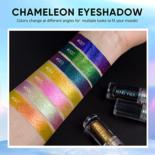 MAKI YIKA Glitter Liquid Eyeshadow Chameleon Metallic Eyeshadow MultiColor Shifting Long Lasting Multichrome Holographic E...