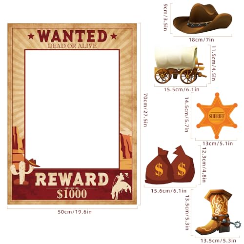 SKIRUP West Wanted Photo Booth Prop Kit Cowboy Party Decoration Wild Western Cowboy Theme Photo Booth Prop Set Wild Wester...