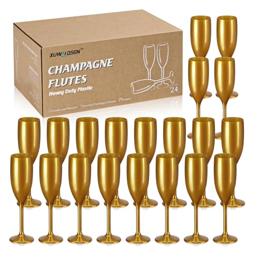 XUWAIDSGN Acrylic Champagne Flutes Toasting Glasses Unbreakable Mimosa Bar Reusable Wine Glasses Vintage Champagne Flutes ...