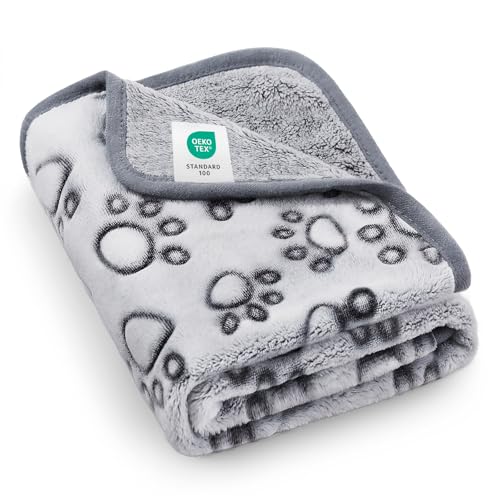 Luciphia Premium Soft Dog Blanket for Small Medium Large Dogs Washable 300GSM Fluffy Warm Fleece Puppy Cat Paw Print Pet F...