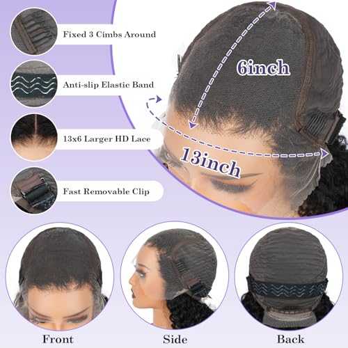 Kinky Curly Lace Front Wigs 13x6 HD Lace Front Wig for Women Short Curly 14 Inch Pre Plucked with Baby Hair 12A 180% Afro Human Hair Wigs