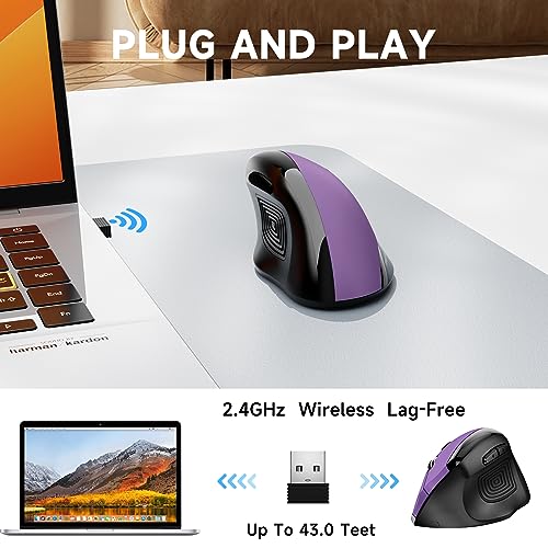 memzuoix Ergonomic Wireless Mouse, 2.4G Optical Cordless, 800/1200/1600 DPI, Vertical Computer Mouse for Laptop, Mac, PC, ...