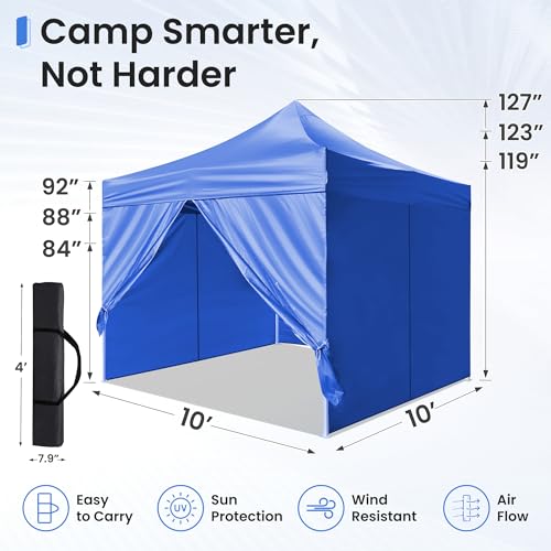 Foristrail Pop Up Canopy Tent Instant Shelter, Portable Outdoor Sun Shade (Light Blue, 10x10 with Sidewalls)