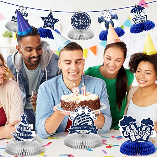 Yexiya 9 Pieces Happy Birthday Party Decorations Birthday Table Centerpieces Happy Date of Birth Honeycomb Centerpieces fo...