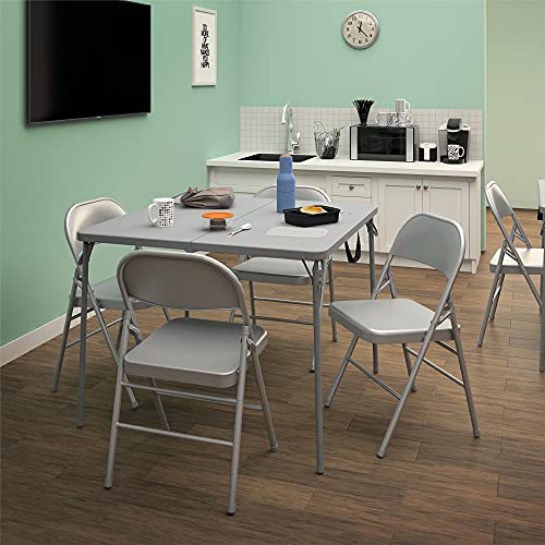 Cosco XL 38.5" Resin Fold-in-Half Card Table, Black, Wheelchair Accessible, Lightweight, Pinch-Free Locking System