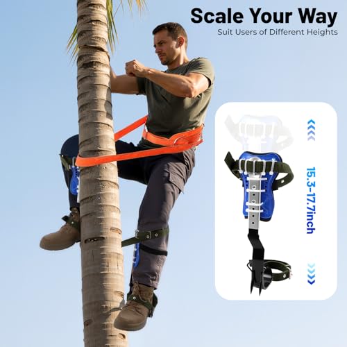 WINNIESHOP Tree Climbing Spikes Tree Climbing Gear with Gloves, Spare Straps, 330lbs Load Adjustable Tree Climbing Kit for...