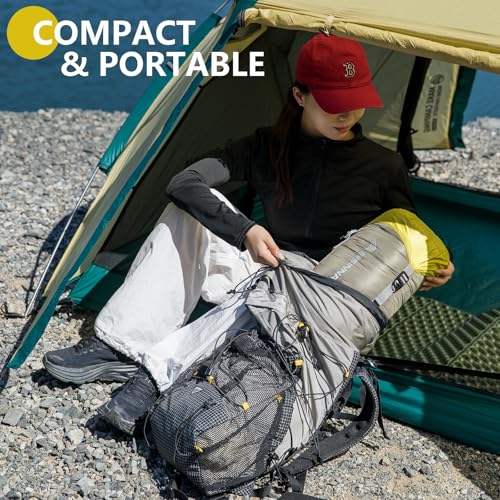 BISINNA Down Mummy Sleeping Bag for Adults 650FP Cold Weather Sleeping Bag 4 Season Compact Sleeping Bag with Compression ...