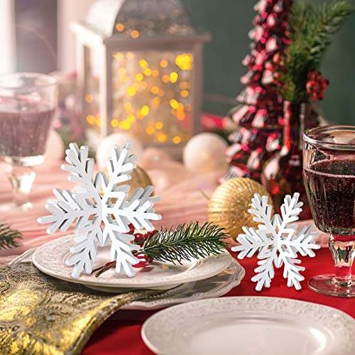 Bucherry 12 Pcs Wooden Snowflake Table Decor 3D Snowflake Tabletop Signs and Centerpiece for Christmas Xmas Winter Wonderl...