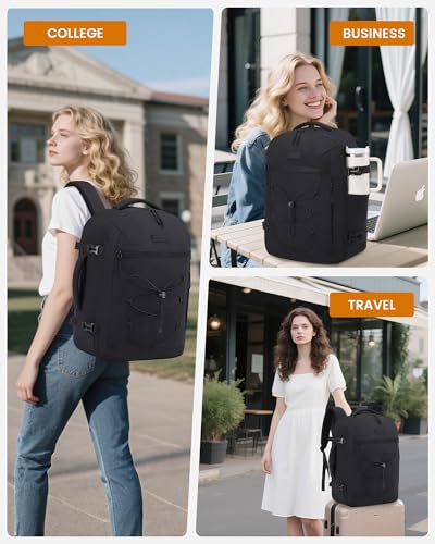 LOVEVOOK Travel Backpack,50L Carry On Backpack Large Fits 18" Laptop,TSA Personal Item Travel Bag with 3 Packing Cubes,Wat...