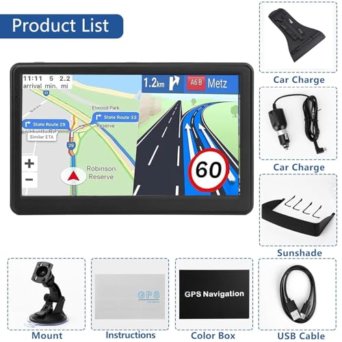 GPS Navigator for Car Truck RV, 7 Inch Touch Screen, Latest 2025 Maps for Car GPS, Support Voice Turn-by-Turn Guidance, Sp...