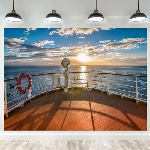 Fmarui 7x5ft Cruise Ship Backdrop Cruise Theme Party Decorations Nautical Banner Photo Booth Props for Birthday Decoration...