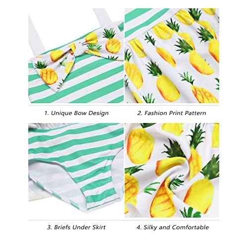 Arshiner Girls One Piece Swimsuits Print Bow Decor Adjustable Straps Beach Surf Bathing Suit