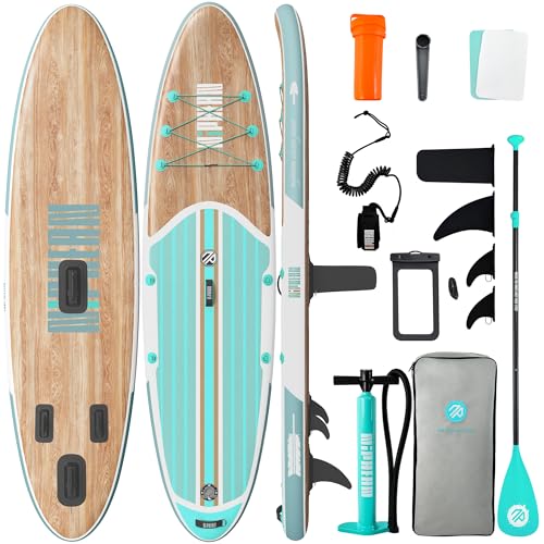 Niphean Inflatable Stand Up Paddle Board with SUP Accessories, Anti-Slip EVA Deck, 10’6’’ Inflatable Paddle Boards for Adu...