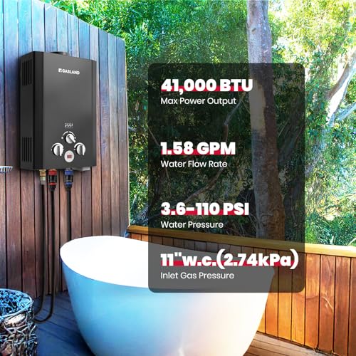 GASLAND BE158B CSA Certified Portable Tankless Water Heater – Features Digital Display & Multi-Protection, 1.58 GPM Propan...