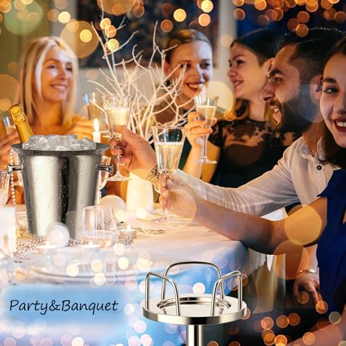 Ice Bucket with Stand Standing Champagne bucket for Party Stainless Steel Wine Bucket Wine Cooler with Stand 5L Wine Chill...