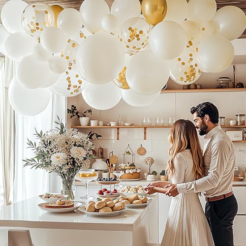 JOYIN 150 Pcs White Balloons, Different Sizes 18 12 10 5 Inch White Latex Balloon Arch Kit with Instruction for Birthday D...