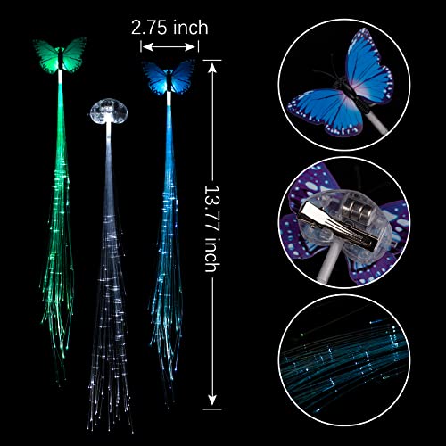 15 Pack Led Light Up Fairy Hair Accessories Braid Extension Clips for Women Girls, Glow in the Dark Party Favors Supplies ...