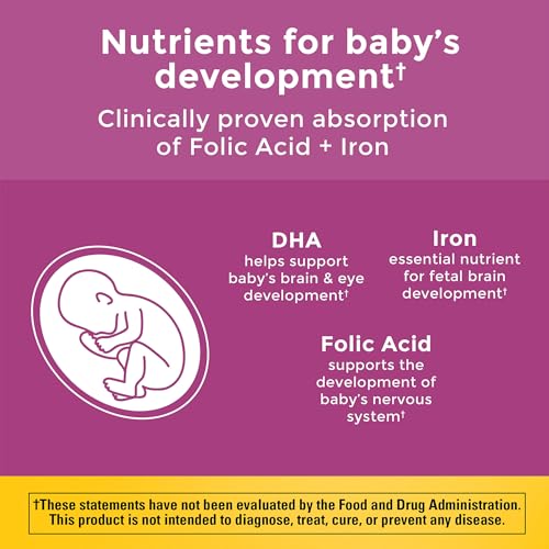 Nature Made Prenatal with Folic Acid + DHA, Prenatal Vitamin and Mineral Supplement for Daily Nutritional Support, 110 Sof...