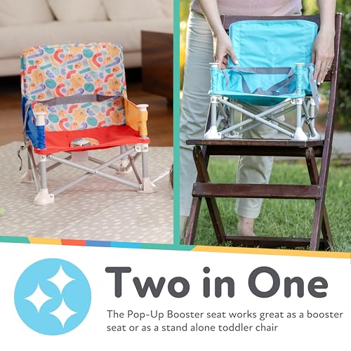 Nuby Pop-Up Booster Seat with Removable Tray - 6+ Months - Portable Booster Seat for Floor for Indoor/Outdoor Use - 3-Poin...