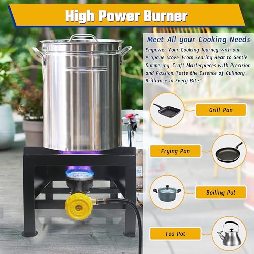 Single Burner Propane Stove - Portable Cast Iron High Pressure Outdoor Propane Burner Cooker,Heavy Duty Square Stove, high...