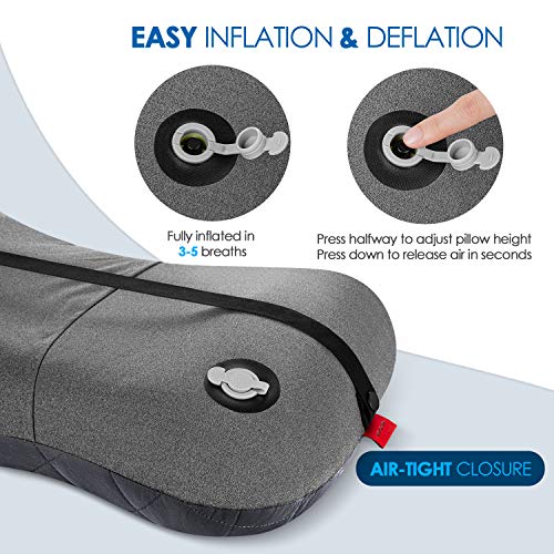 Hikenture Camping Pillow with Removable Cover - Ultralight Inflatable Pillow for Neck Lumbar Support - Upgrade Backpacking...