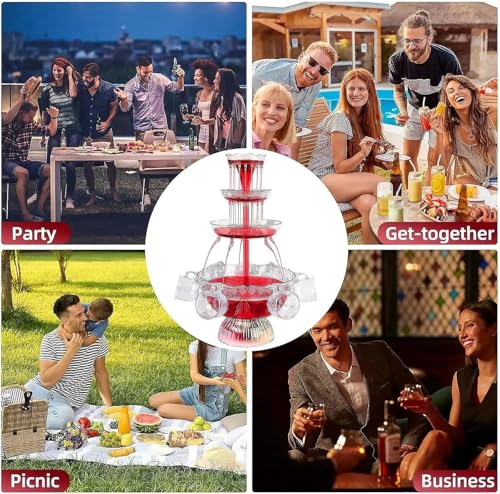 3-Tier Electric Cocktail Fountain Drink Machine with LED Base & 5 Cups – Perfect for Champagne, Wine, Beer, and Juice at W...