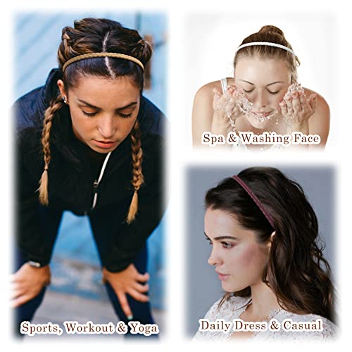 WOVOWOVO 7mm Thin Headbands For Women, 12 Pcs Plastic Headband with Teeth Head Bands Combing Hairbands Hair Accessories fo...