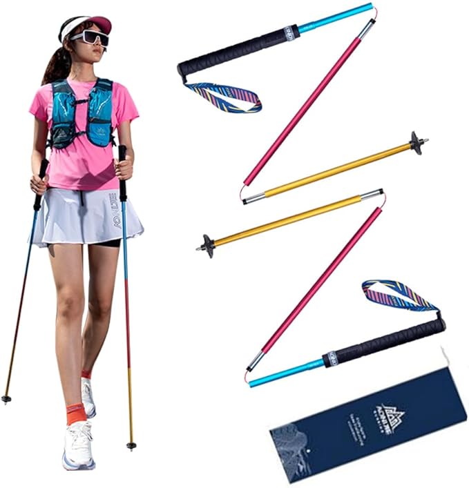 AONIJIE Trekking Poles -2 Ultralight Collapsible Carbon Fiber Hiking Poles with Anti-Shock and Quick Lock System, Folding ...