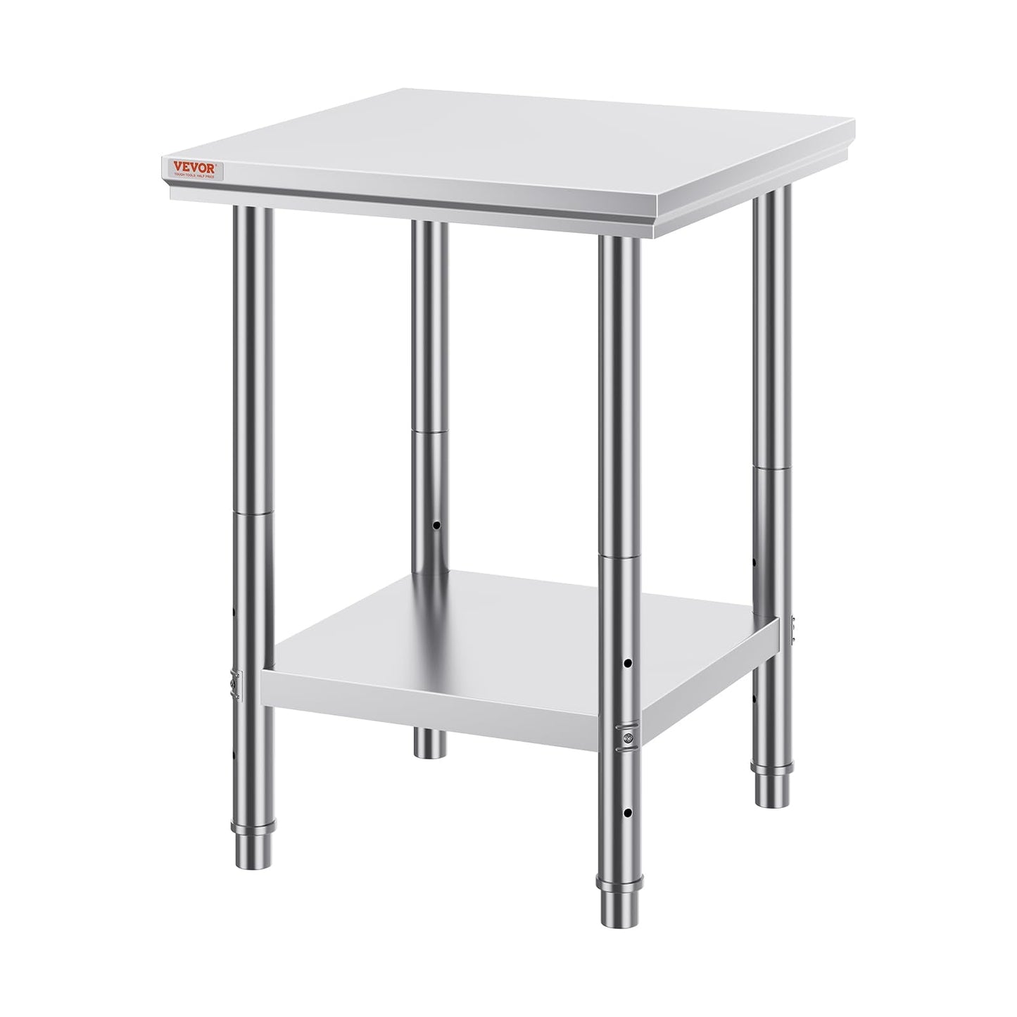 Vevor Stainless Steel 24 x 24 x 32 Inch Commercial Kitchen Prep & Work Table Heavy Duty Metal Work Table with Adjustable Feet for Restaurant, Home and Hotel : Industrial & Scientific
