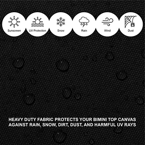SavvyCraft 4 Bow Bimini Top Replacement Cover 9 Colors Options 8ft and 10ft Long, Durable Marine Grade Canvas Sun Shade Bo...