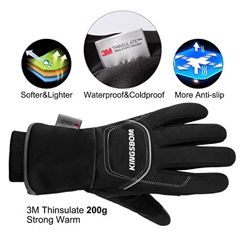 KINGSBOM -40F° Waterproof & Windproof Thermal Gloves - 3M Thinsulate Winter Touch Screen Warm Gloves - for Cycling,Riding,...