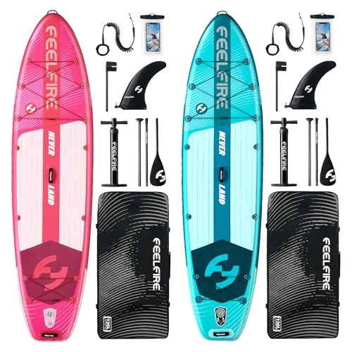 Feelfire 11‘x34 Extra Wide Dual SUP Bundle | 420lbs Capacity | Military-Grade PVC | 11' Inflatable Paddle Boards + Full Ac...