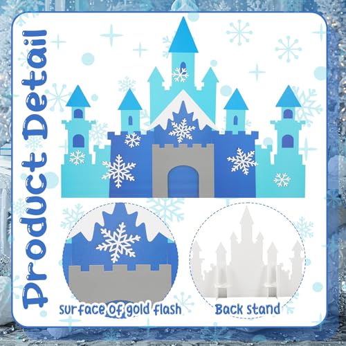 Harloon 19.7 x 23.6 Inch Snowflake Castle Table Centerpiece Glitter Winter Themed Party Table Decorations for Princess Sno...