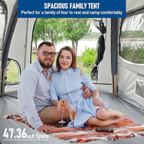 Quick Inflatable Camping Tent 3-4 Person Glamping Outdoor Air Blow Up Tents, Easy Set up,Rainfly & Waterproof Inflatable H...