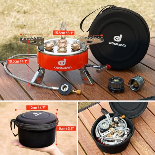 Odoland 9000W Portable Camping Stove Lightweight Camp Stove Collapsible Backpacking Stove with EVA Box for Outdoor Camping...