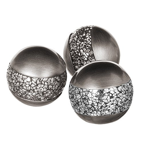 Creative Scents Schonwerk Silver Decorative Balls for Bowls and Vases, Set of 3 Decorative Orbs for Centerpiece Bowls - Ce...
