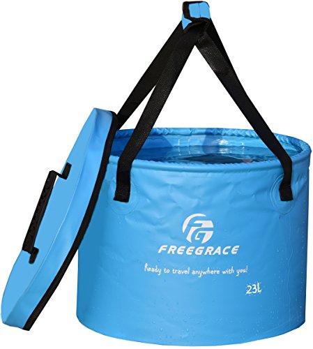Premium Collapsible Bucket by Freegrace - Compact Portable Folding Water Container - Lightweight & Durable - Includes Hand...