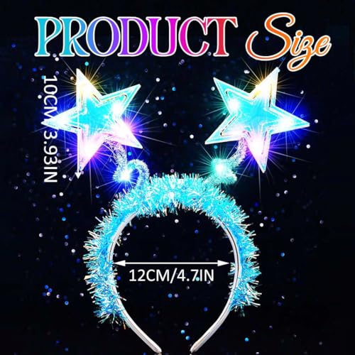Catery Light Up Star Headband Star Headpiece Rave Costume Accessories for Girls and Women