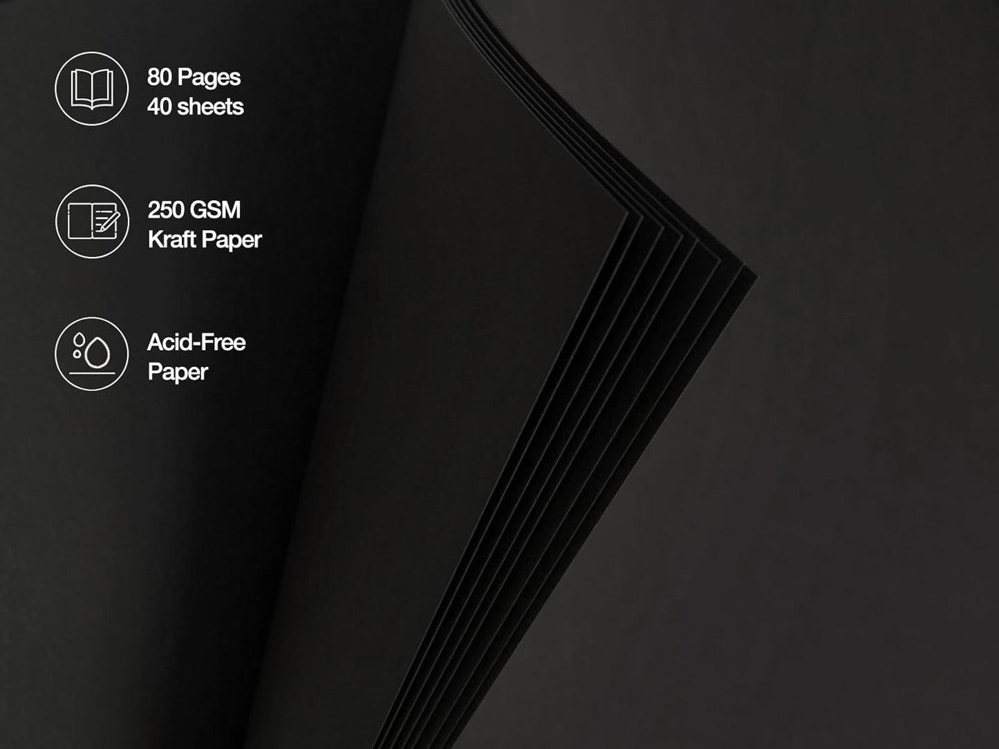 potricher 10 x 10 Inch DIY Scrapbook Photo Album 80 Pages Thick Kraft Blank Black Paper Memory Book for Wedding and Anniversary Family (Black, 10 Inch)