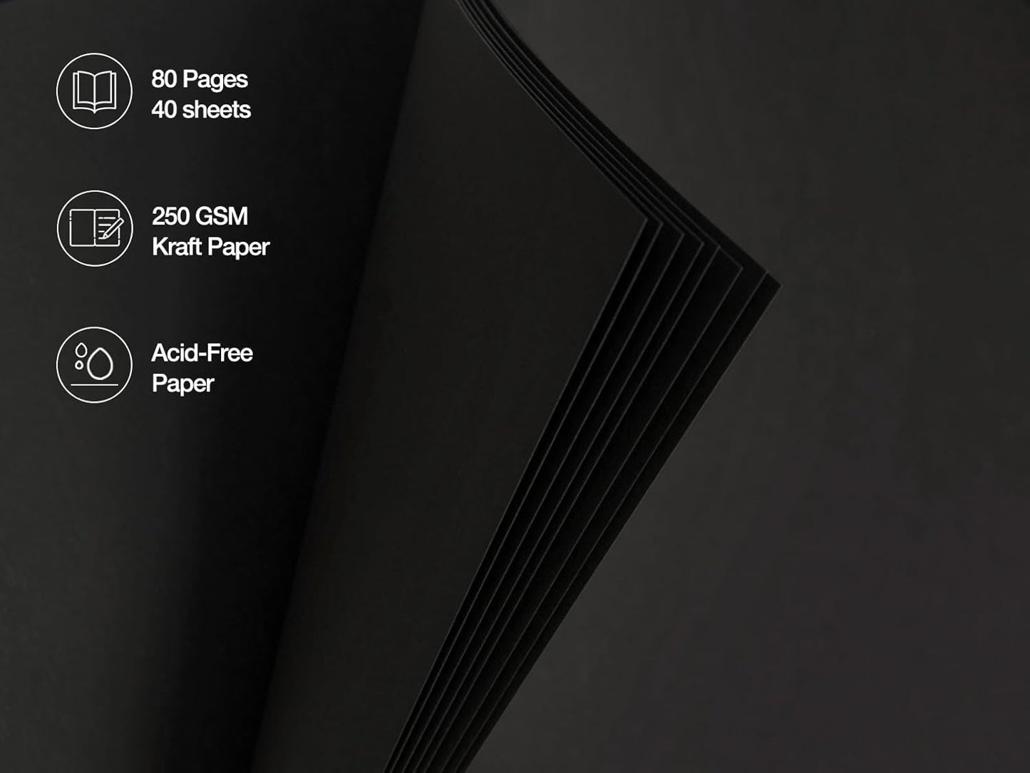 potricher 12 x 12 Inch Large DIY Scrapbook Photo Album 80 Pages Thick Kraft Blank Black Paper Memory Book for Wedding and Anniversary Family (Black, 12 Inch)